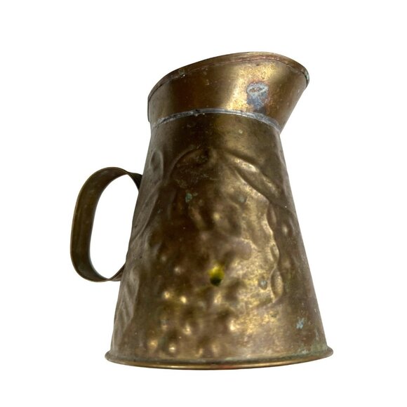 Vintage Hammered Brass Miniature Pitcher With Handle & Spout 10o - Picture 1 of 7
